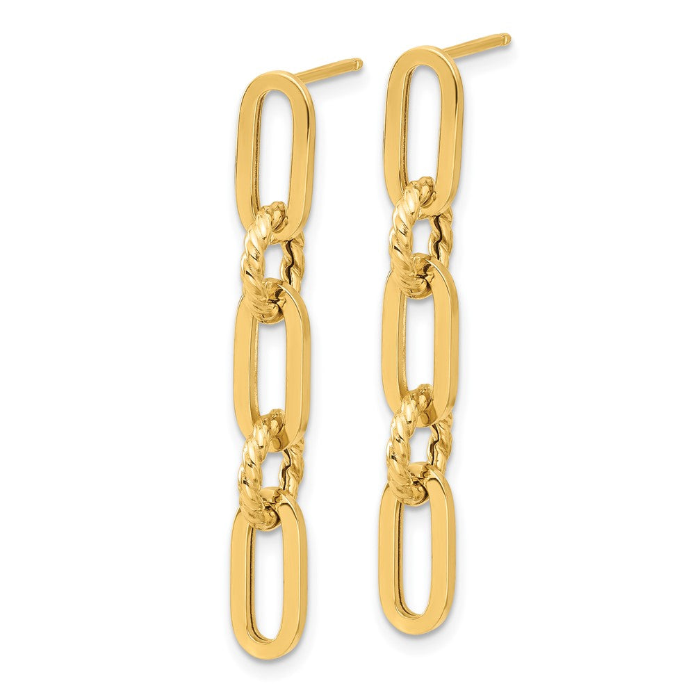 Gold Polished Chain Link Dangle Post Earrings - Model TF2318 - Charlie & Co. Jewelry