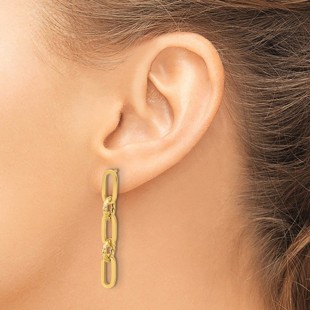 Gold Polished Chain Link Dangle Post Earrings - Model TF2318 - Charlie & Co. Jewelry