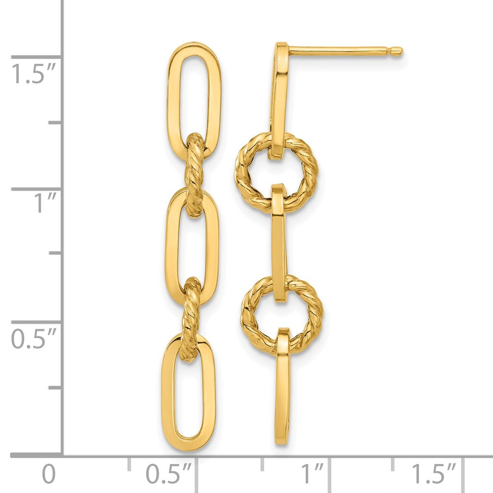 Gold Polished Chain Link Dangle Post Earrings - Model TF2318 - Charlie & Co. Jewelry