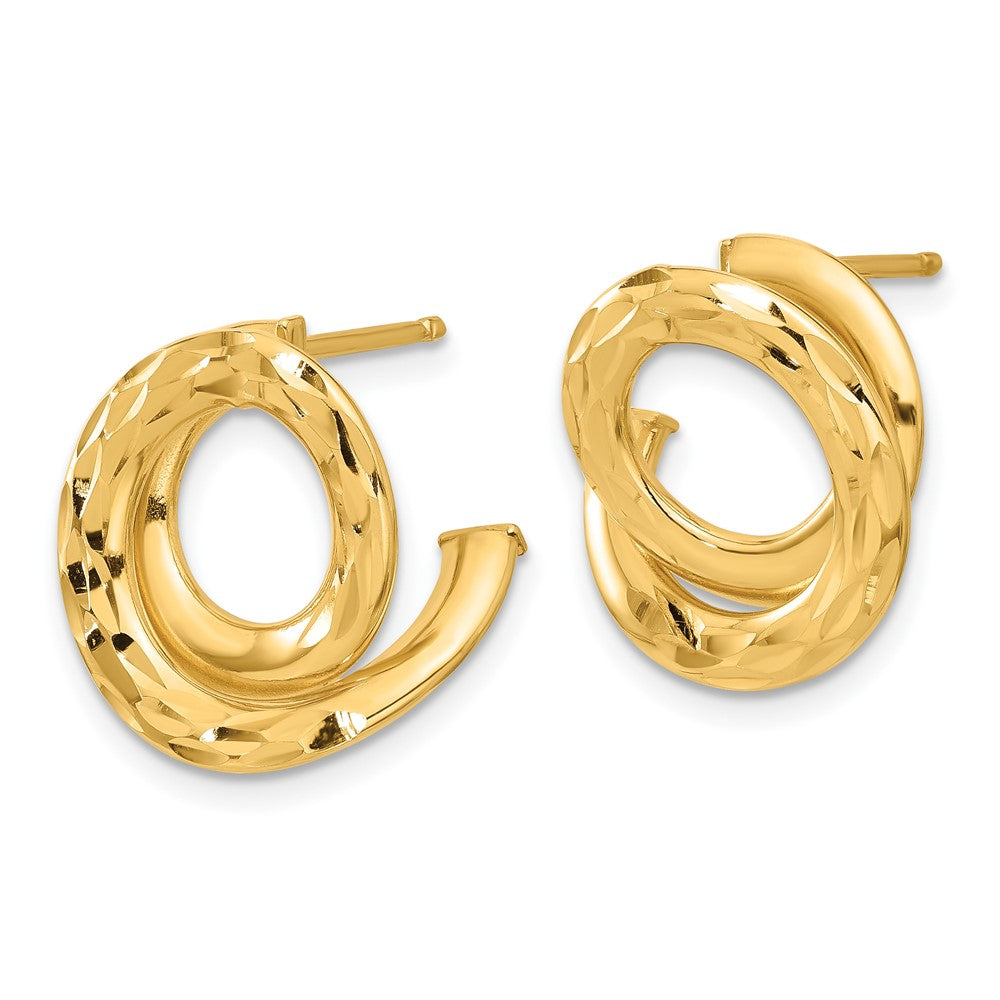 Gold Polished and Diamond-cut Intertwined Circle Post Earrings - Model TF2326 - Charlie & Co. Jewelry