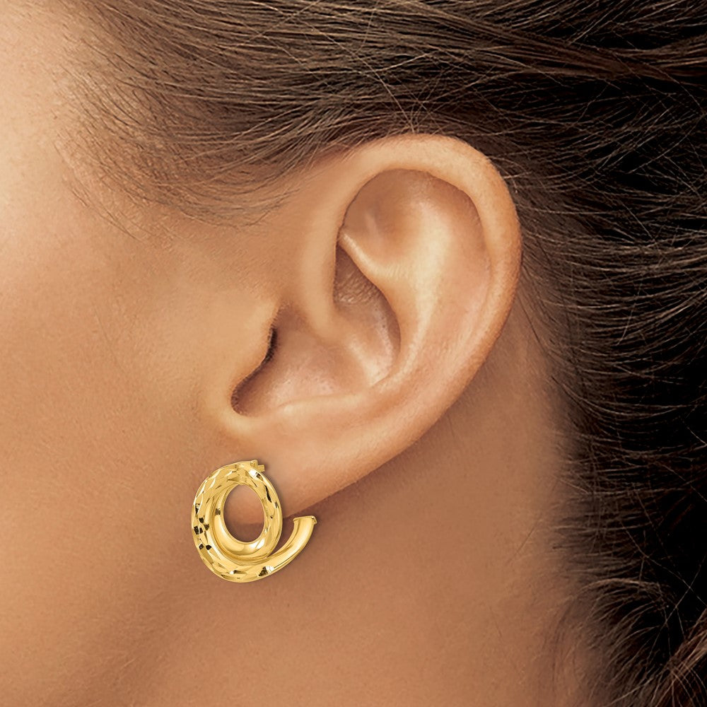 Gold Polished and Diamond-cut Intertwined Circle Post Earrings - Model TF2326 - Charlie & Co. Jewelry