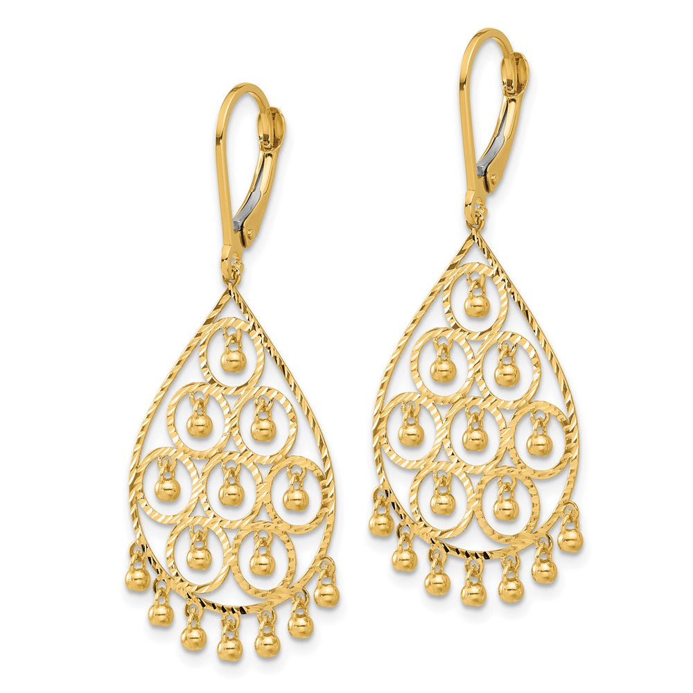 Gold Polished and Diamond-cut Chandelier Style Dangle Earrings - Model TF2329 - Charlie & Co. Jewelry