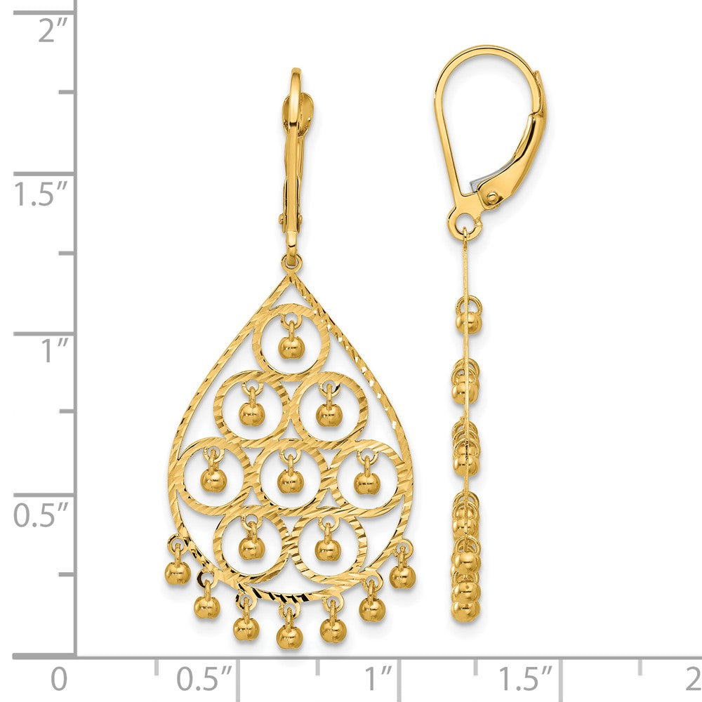 Gold Polished and Diamond-cut Chandelier Style Dangle Earrings - Model TF2329 - Charlie & Co. Jewelry