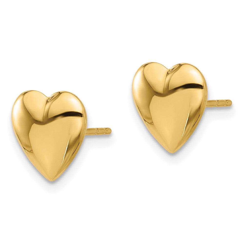 Gold Polished Puffed Heart Post Earrings - Model TF2360 - Charlie & Co. Jewelry