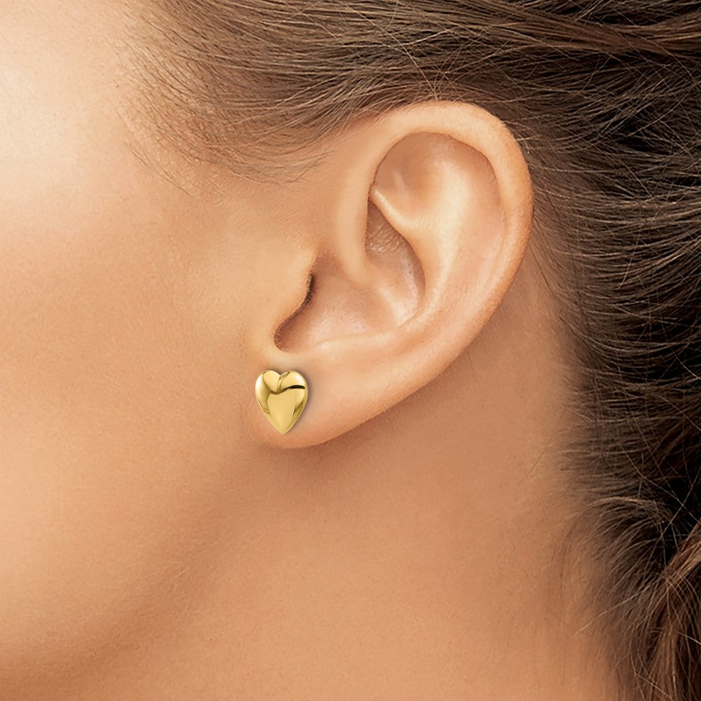 Gold Polished Puffed Heart Post Earrings - Model TF2360 - Charlie & Co. Jewelry