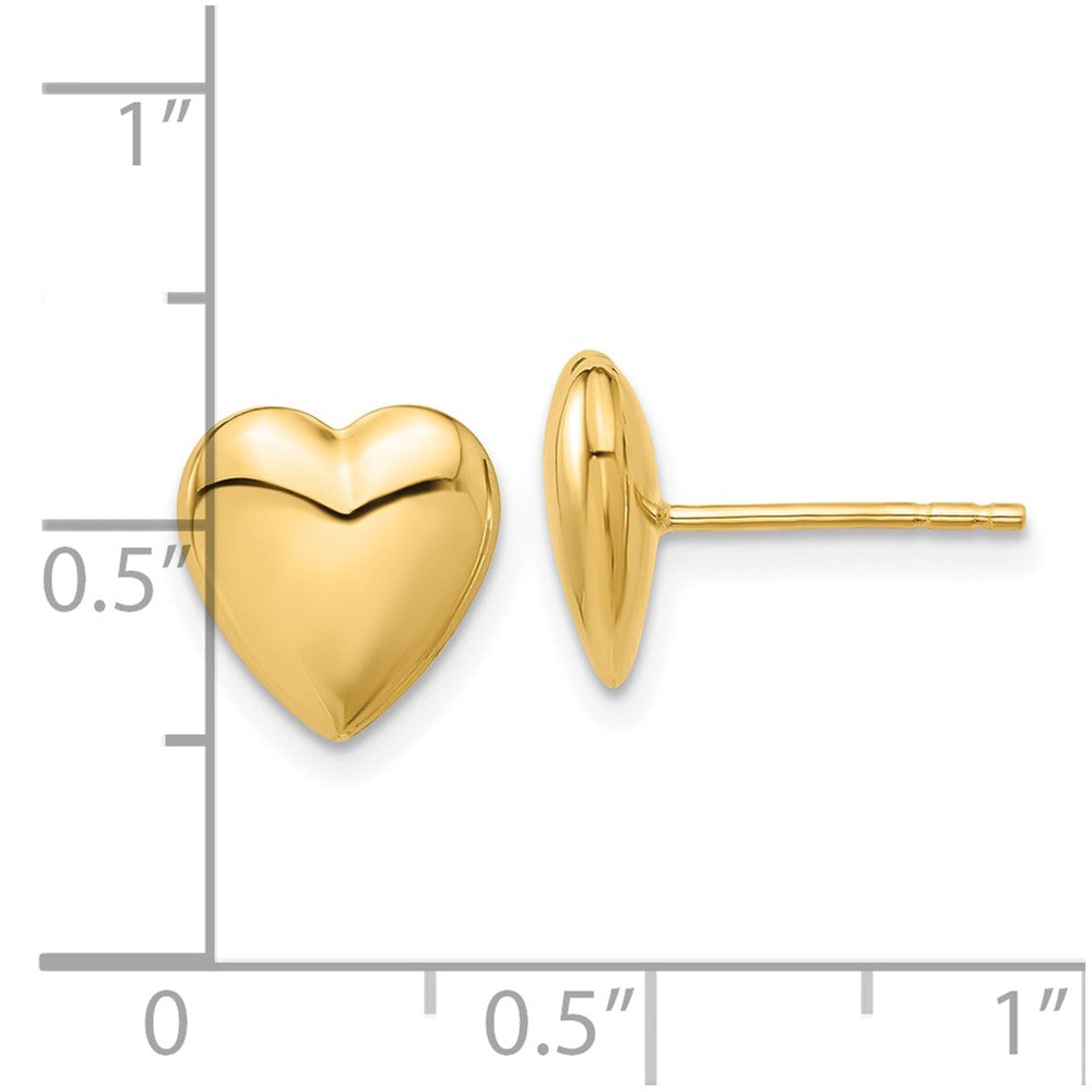Gold Polished Puffed Heart Post Earrings - Model TF2360 - Charlie & Co. Jewelry