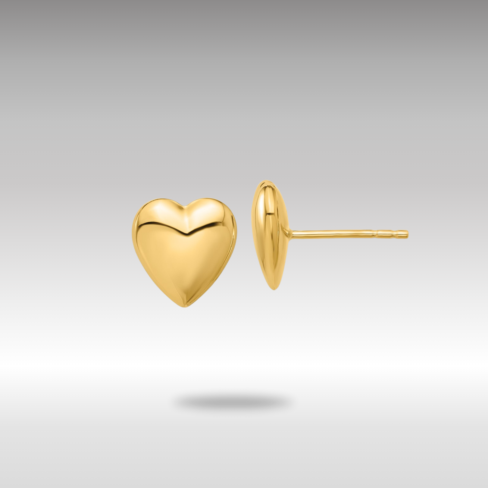 Gold Polished Puffed Heart Post Earrings - Model TF2360 - Charlie & Co. Jewelry