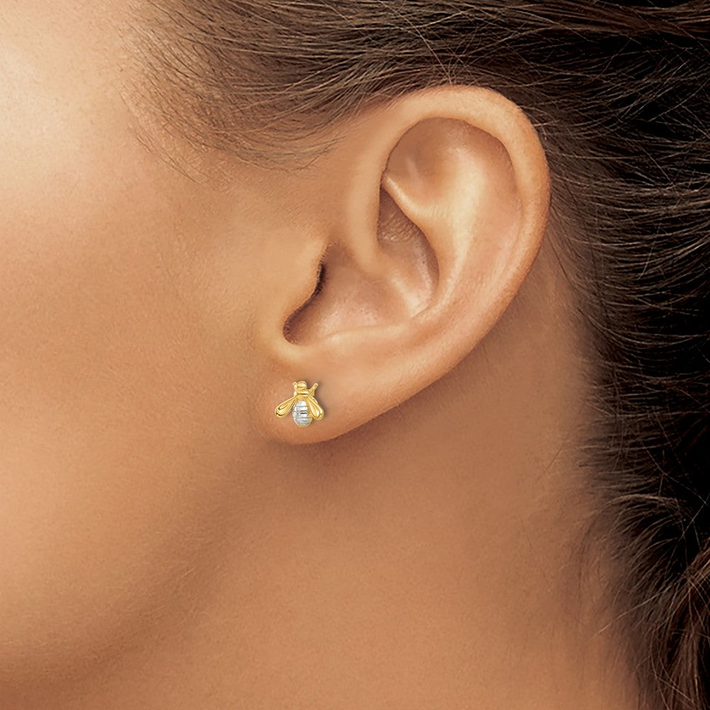 Gold Polished Bee Post Earrings - Model TF2369 - Charlie & Co. Jewelry
