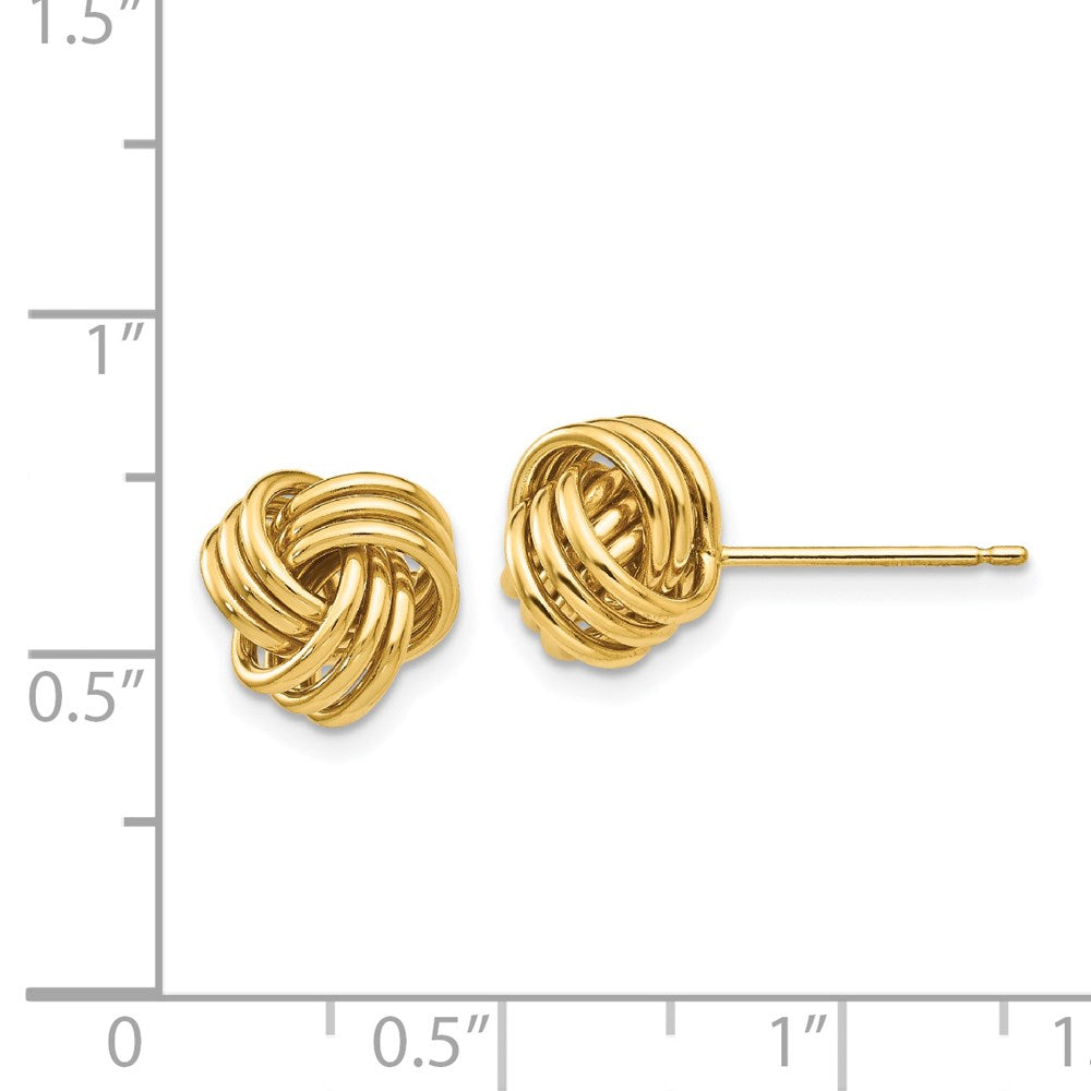 Gold Polished Triple Knot Post Earrings - Model TF411 - Charlie & Co. Jewelry