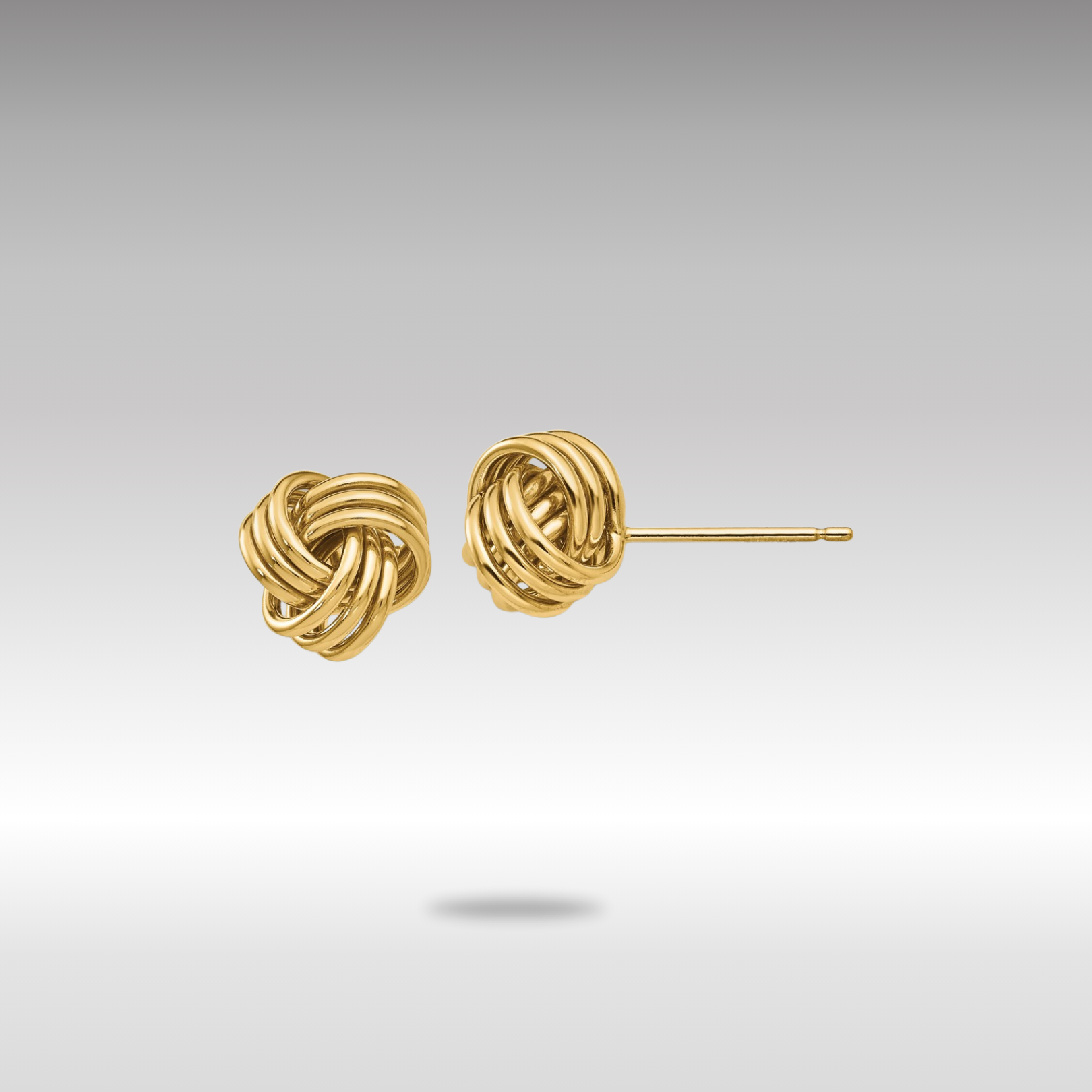Gold Polished Triple Knot Post Earrings - Model TF411 - Charlie & Co. Jewelry