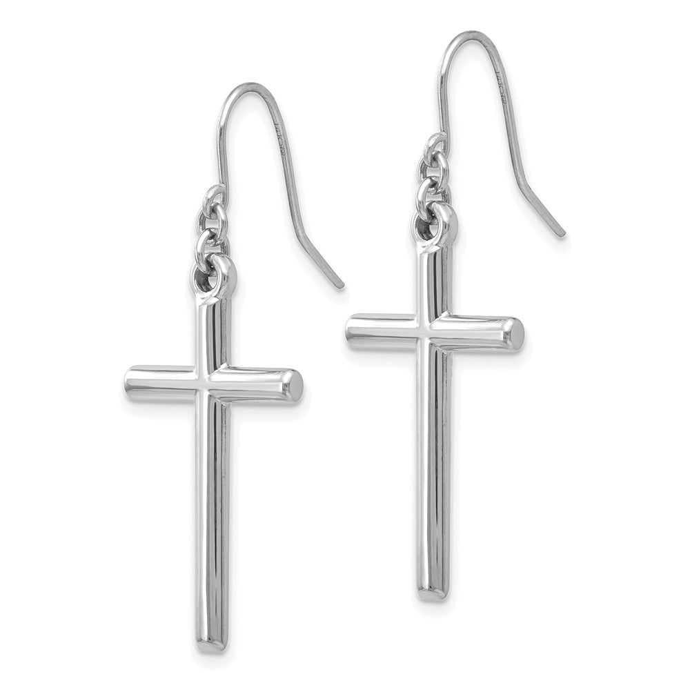 White Gold Hollow Cross Dangle Earrings Model-TF503 - Charlie & Co. Jewelry