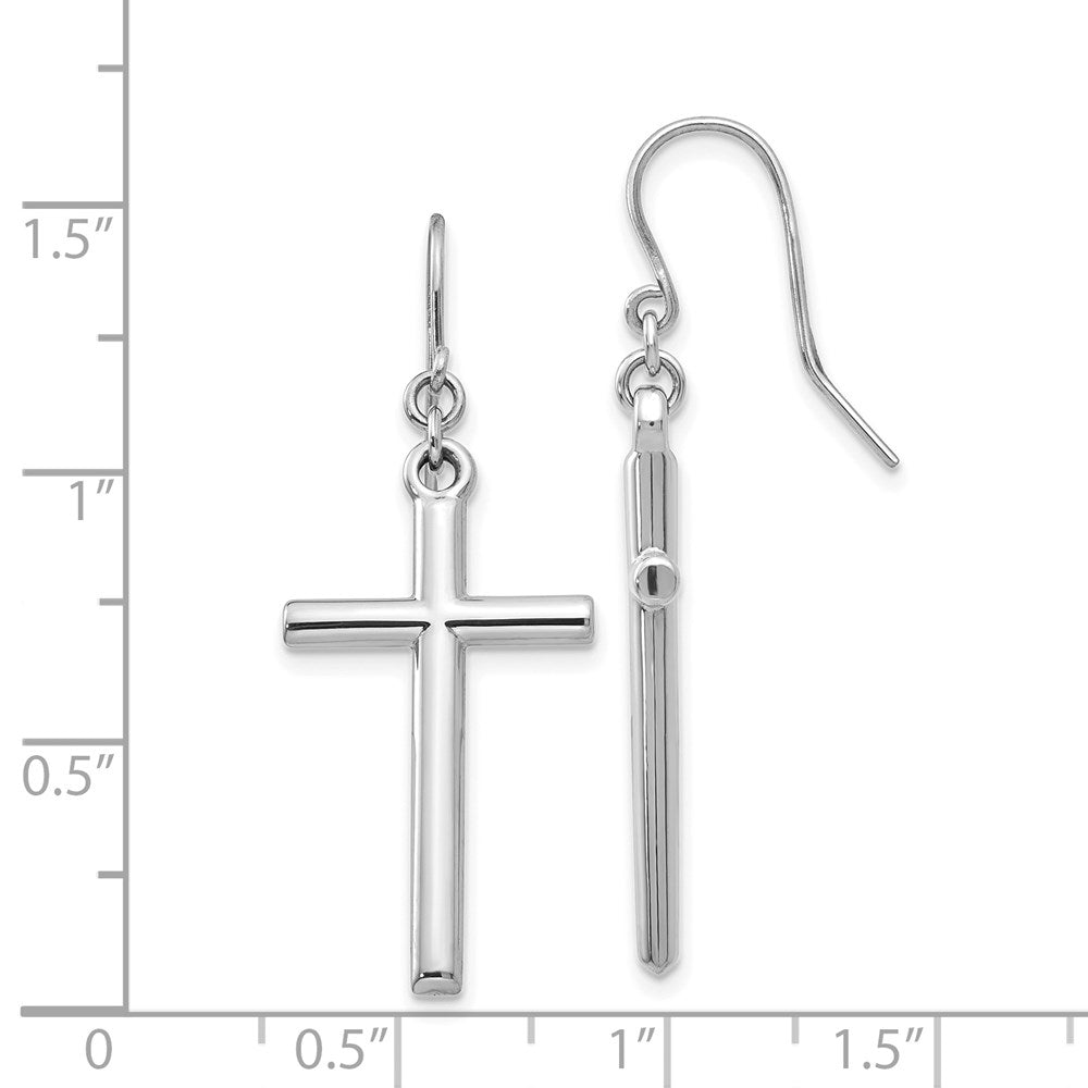 White Gold Hollow Cross Dangle Earrings Model-TF503 - Charlie & Co. Jewelry