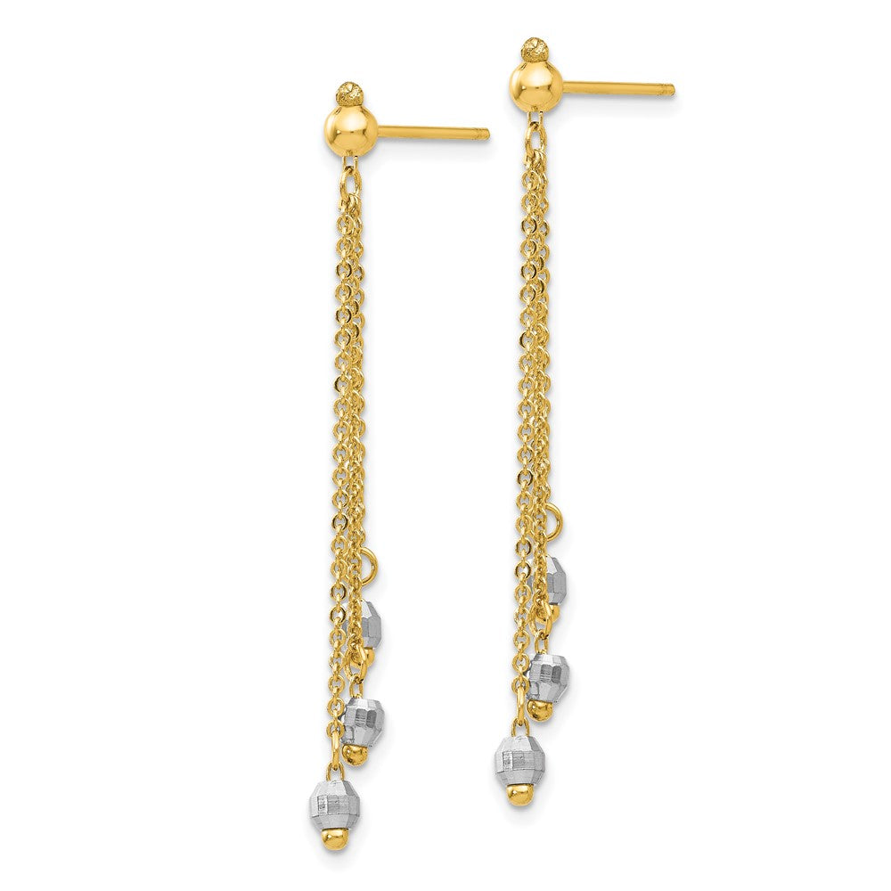Gold Two-tone Cable Chain Faceted Bead Earrings Model-TH555 - Charlie & Co. Jewelry