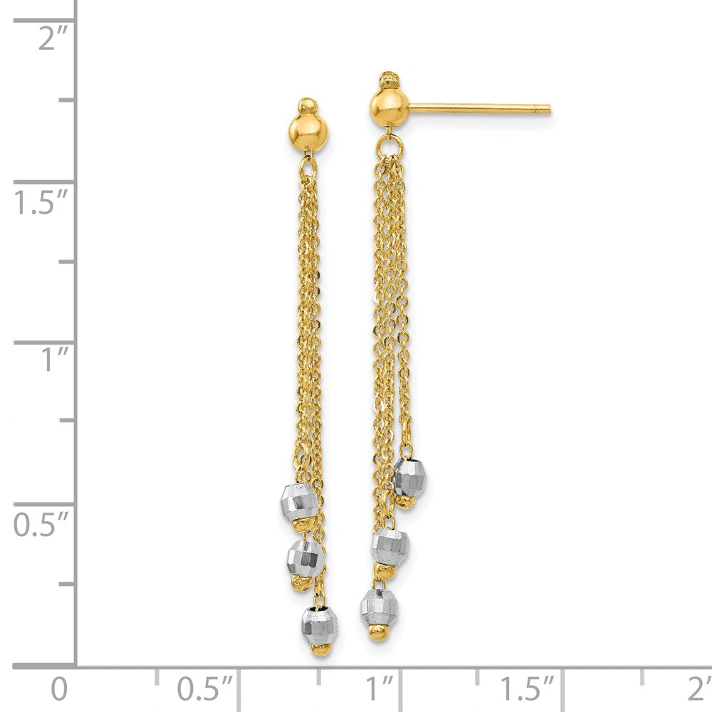 Gold Two-tone Cable Chain Faceted Bead Earrings Model-TH555 - Charlie & Co. Jewelry