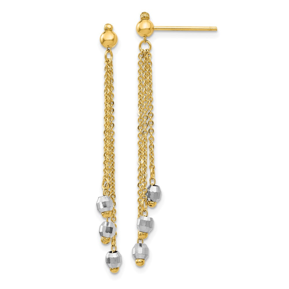 Gold Two-tone Cable Chain Faceted Bead Earrings Model-TH555 - Charlie & Co. Jewelry