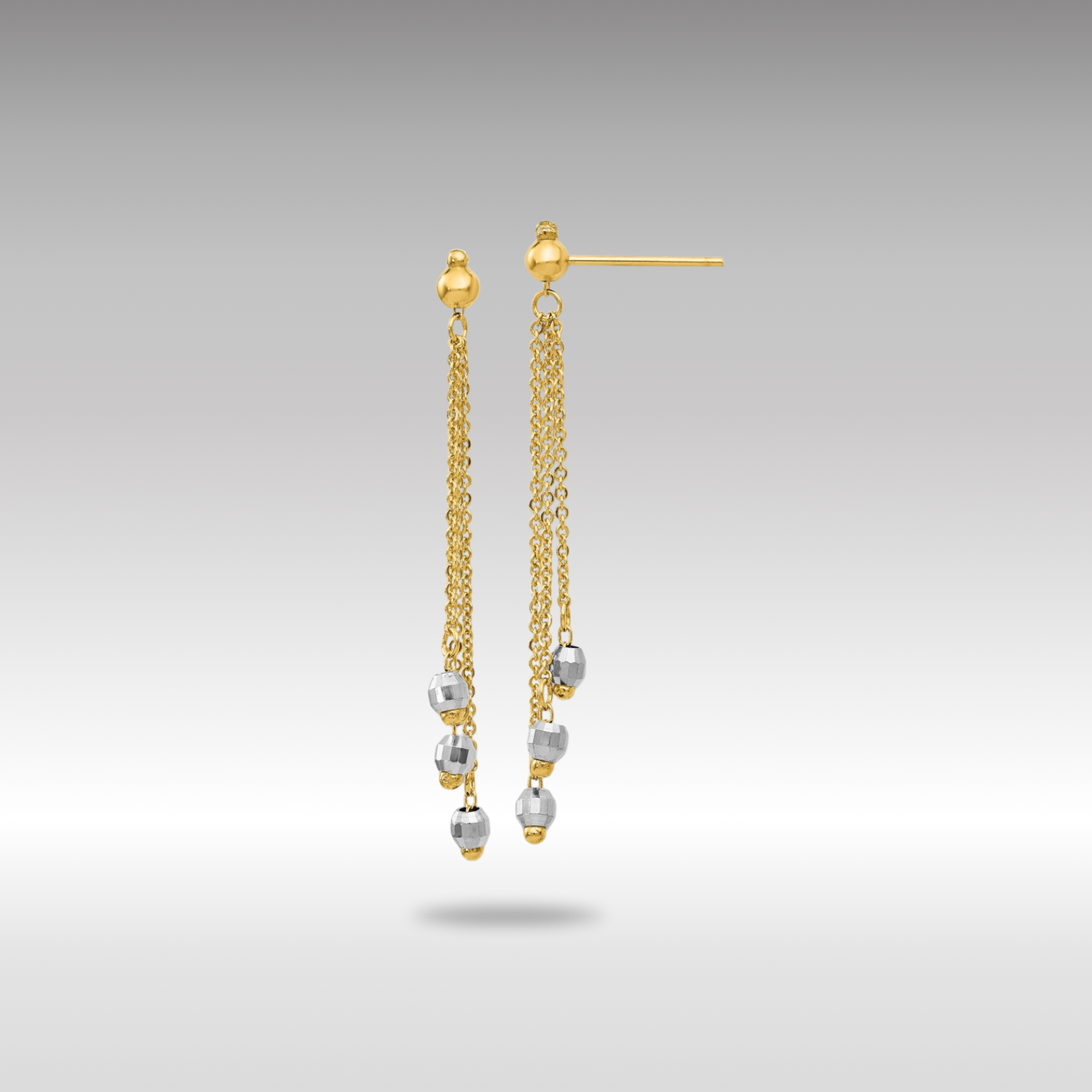 Gold Two-tone Cable Chain Faceted Bead Earrings Model-TH555 - Charlie & Co. Jewelry