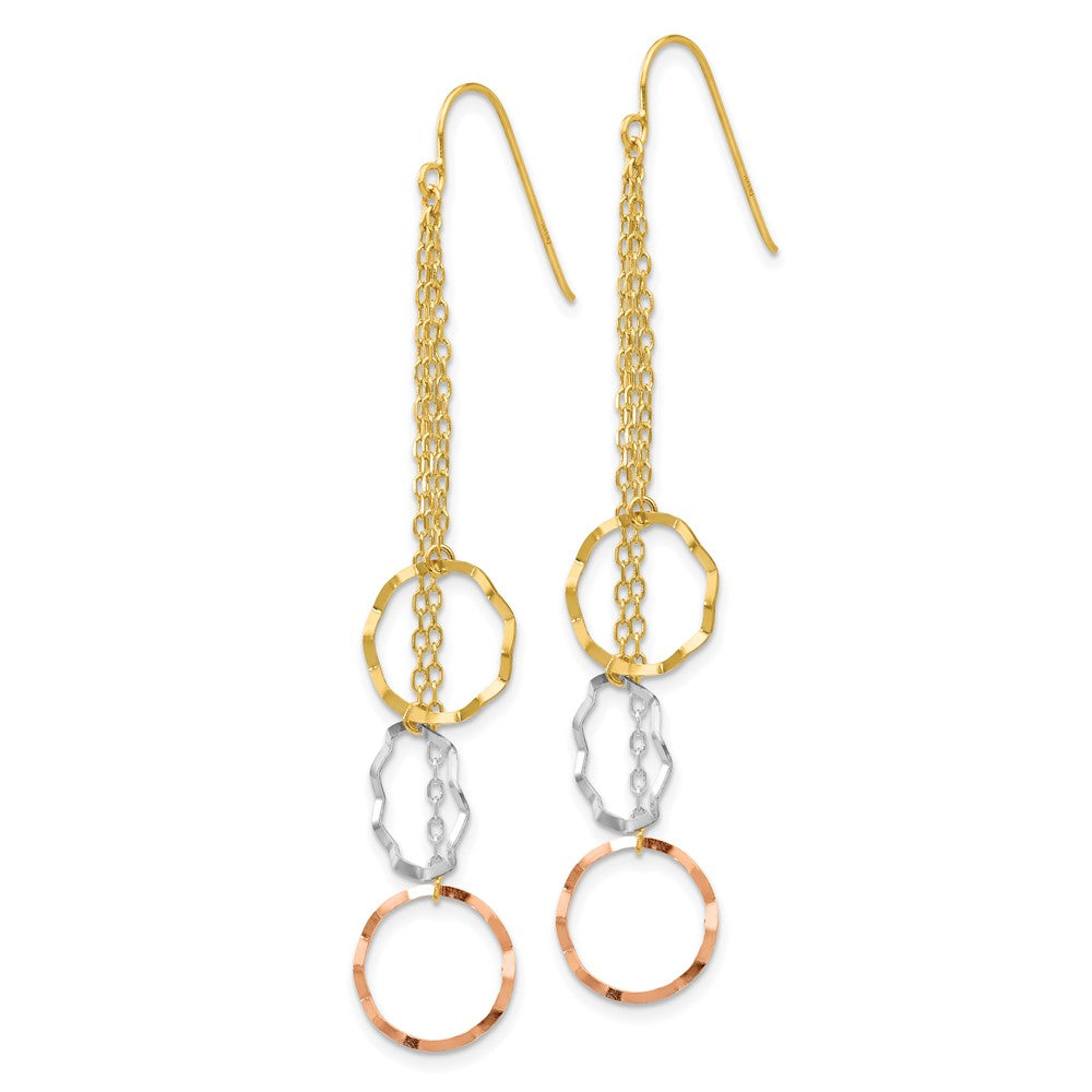 Gold Tri-Color Faceted Circle Earrings Model-TH569 - Charlie & Co. Jewelry