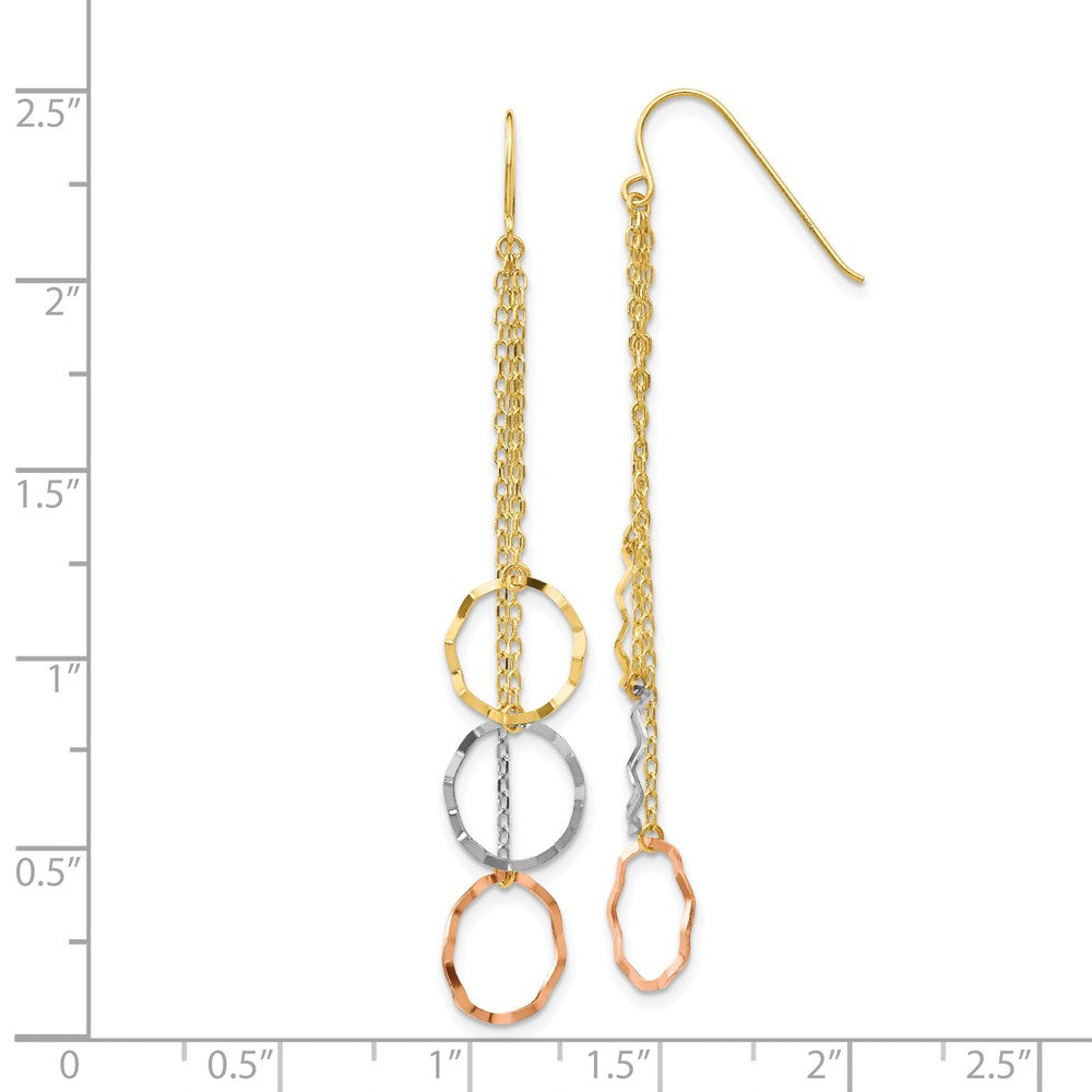 Gold Tri-Color Faceted Circle Earrings Model-TH569 - Charlie & Co. Jewelry