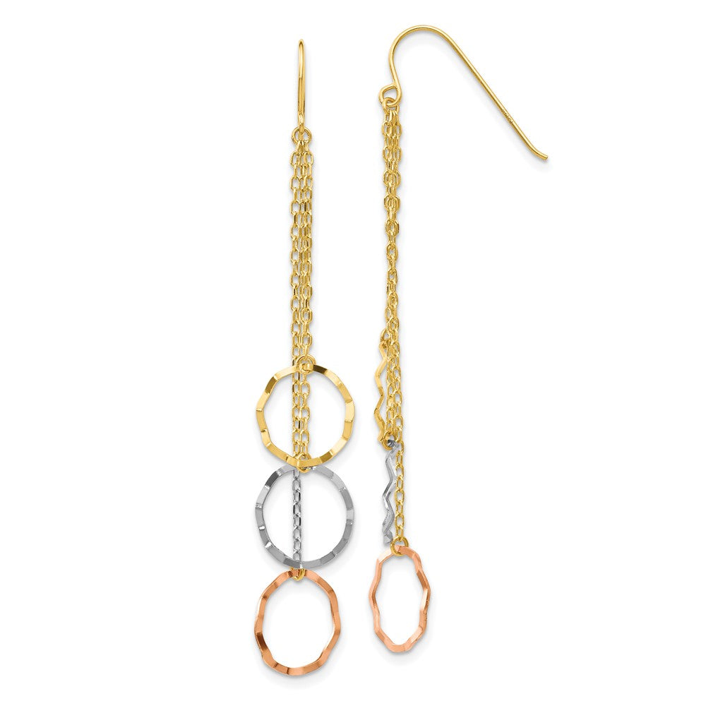 Gold Tri-Color Faceted Circle Earrings Model-TH569 - Charlie & Co. Jewelry