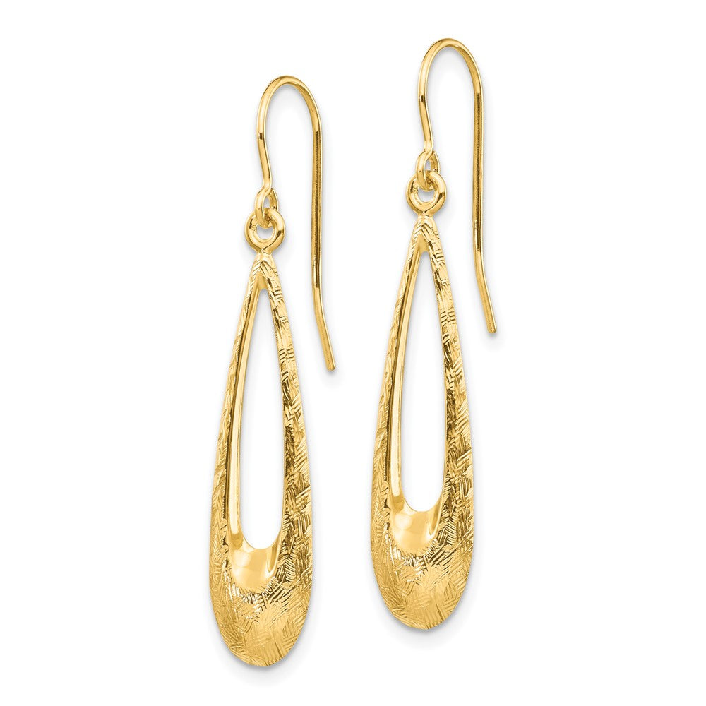 Gold Polished and Textured Teardrop Dangle Earrings Model-TH956 - Charlie & Co. Jewelry