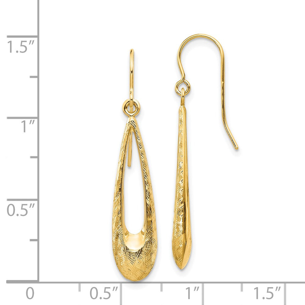 Gold Polished and Textured Teardrop Dangle Earrings Model-TH956 - Charlie & Co. Jewelry