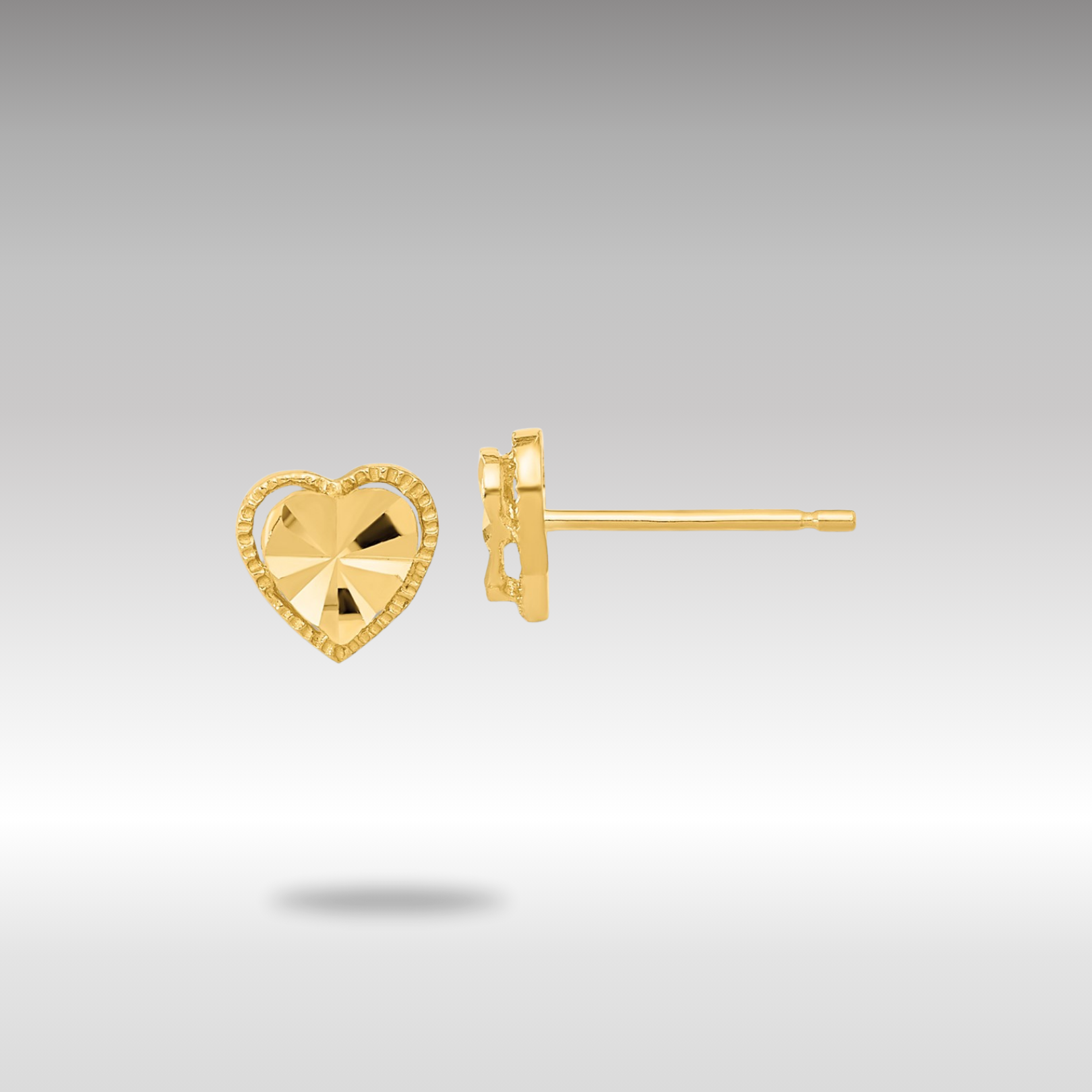 Gold Polished Diamond-cut Heart Post Earrings Model-TH964 - Charlie & Co. Jewelry