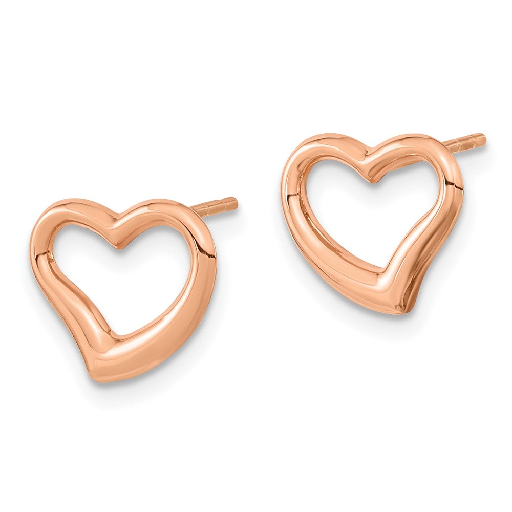 Rose Gold Polished Heart Post Earrings - Model TH969 - Charlie & Co. Jewelry