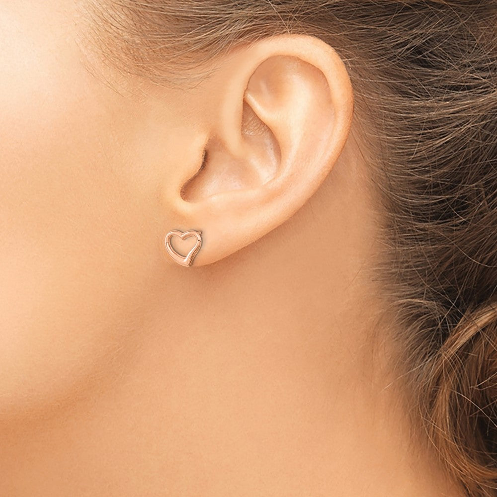 Rose Gold Polished Heart Post Earrings - Model TH969 - Charlie & Co. Jewelry