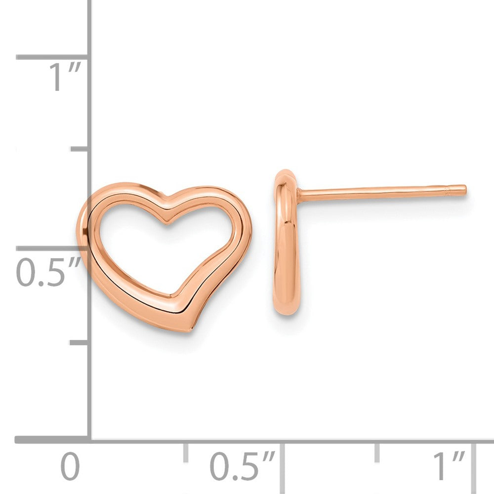 Rose Gold Polished Heart Post Earrings - Model TH969 - Charlie & Co. Jewelry