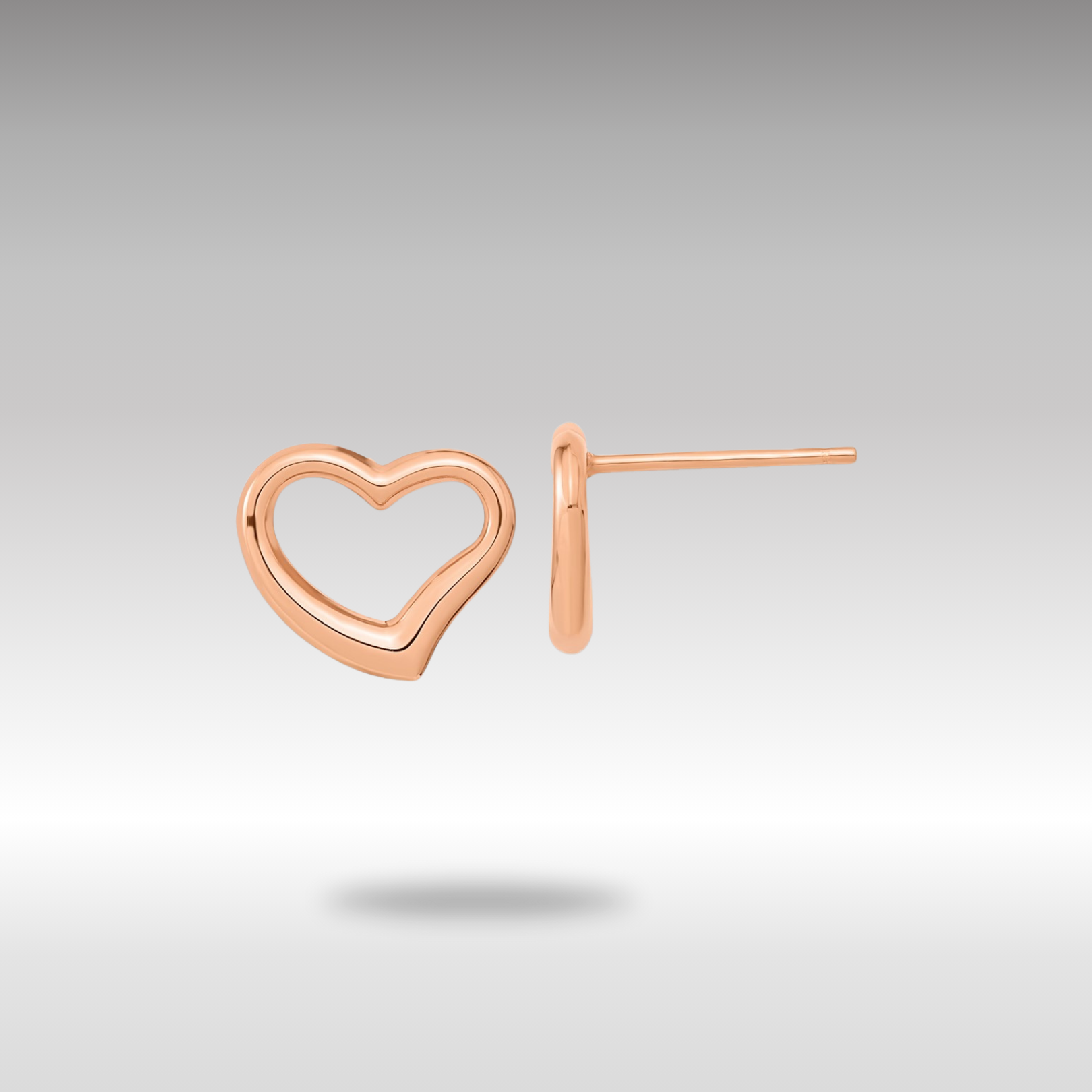 Rose Gold Polished Heart Post Earrings - Model TH969 - Charlie & Co. Jewelry
