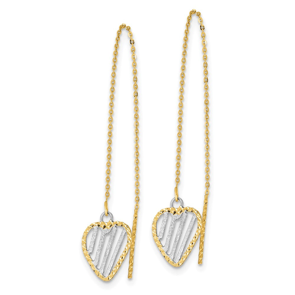 Gold Polished Satin and D/C Heart Threader Earrings - Model TH976 - Charlie & Co. Jewelry