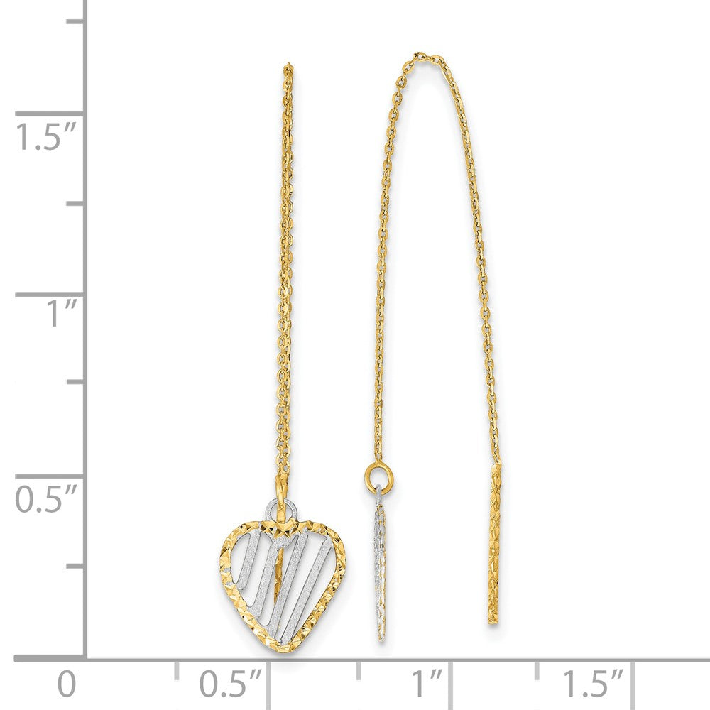 Gold Polished Satin and D/C Heart Threader Earrings - Model TH976 - Charlie & Co. Jewelry