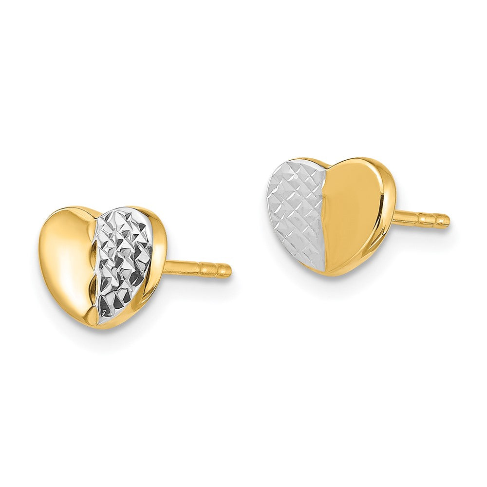 Gold Diamond-Cut Heart Post Earrings - Model TH991 - Charlie & Co. Jewelry