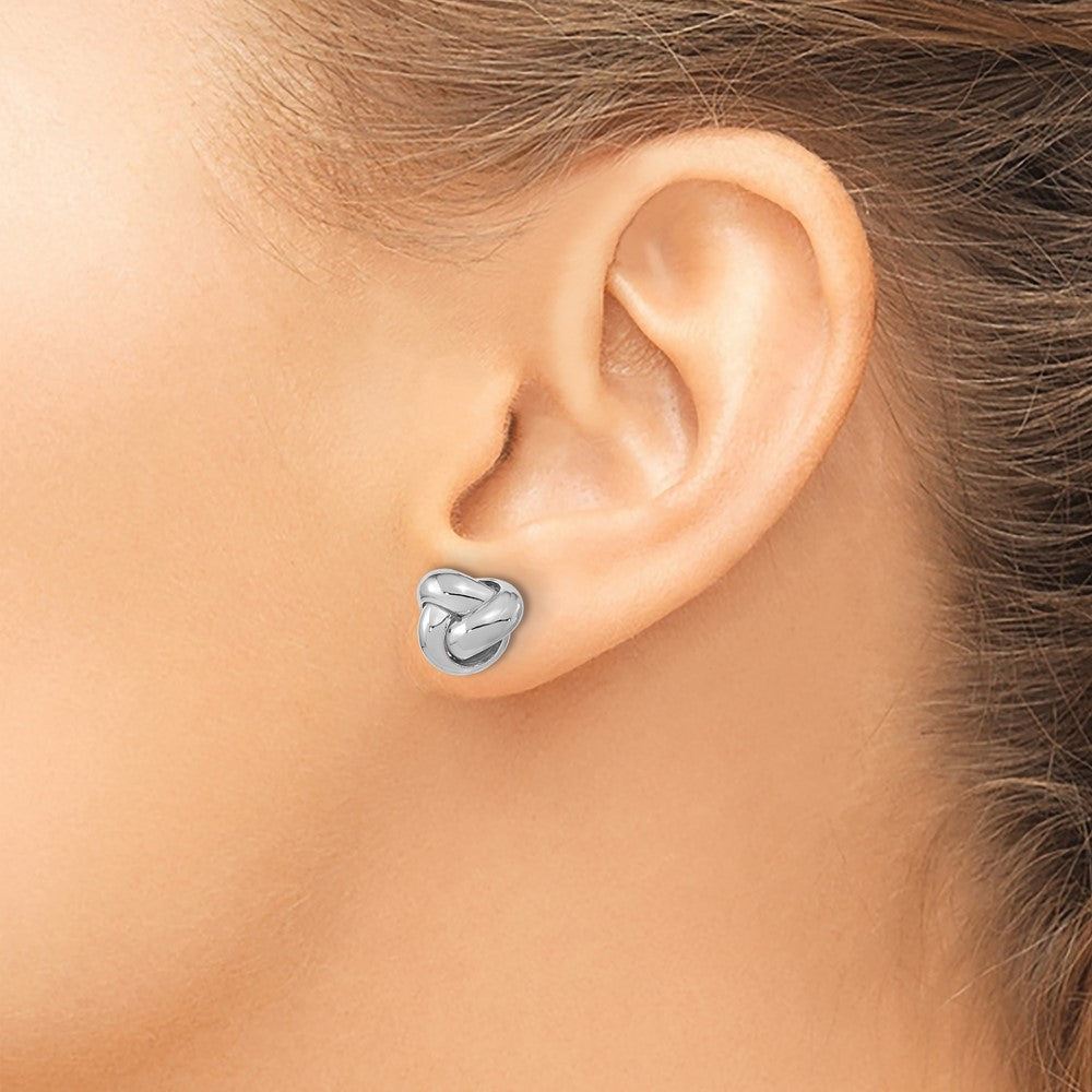 White Gold Polished Love Knot Post Earrings - Model TL1048W - Charlie & Co. Jewelry