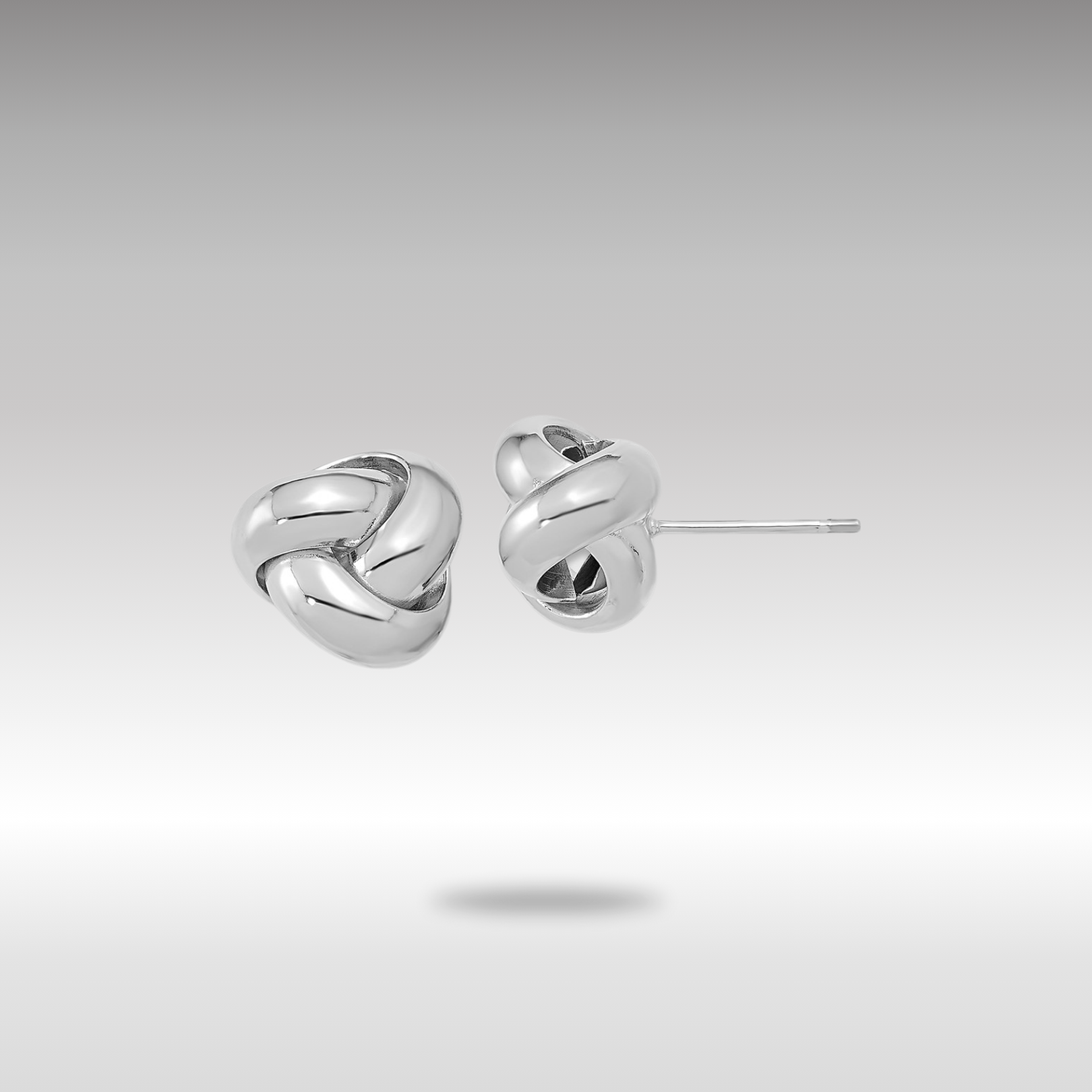 White Gold Polished Love Knot Post Earrings - Model TL1048W - Charlie & Co. Jewelry