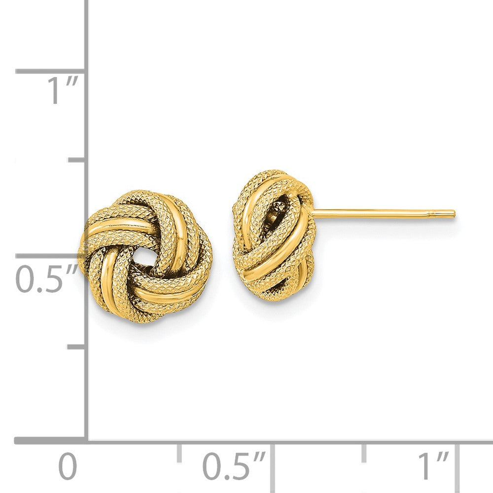 Gold Polished Textured Triple Love Knot Earrings - Model TL1058 - Charlie & Co. Jewelry