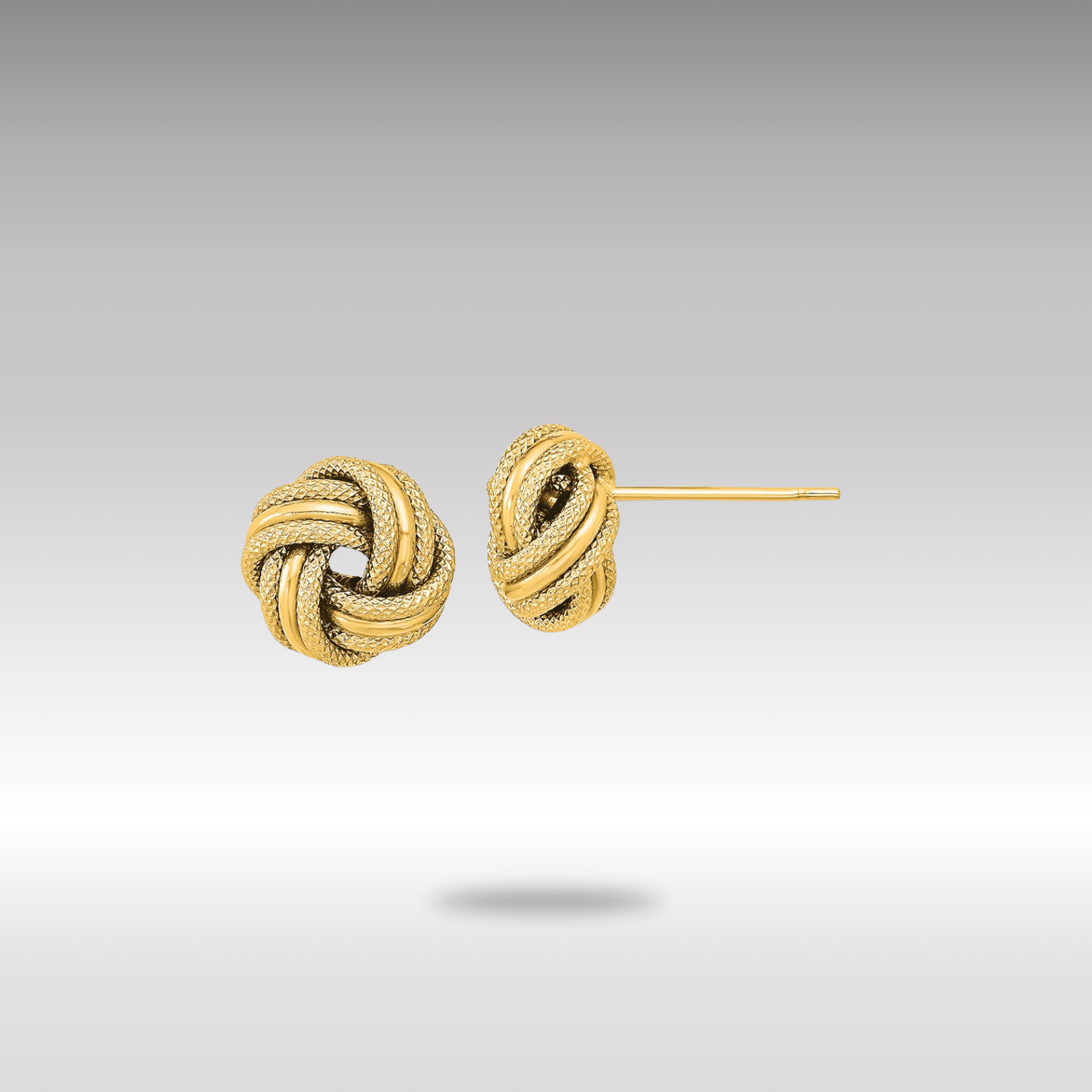 Gold Polished Textured Triple Love Knot Earrings - Model TL1058 - Charlie & Co. Jewelry
