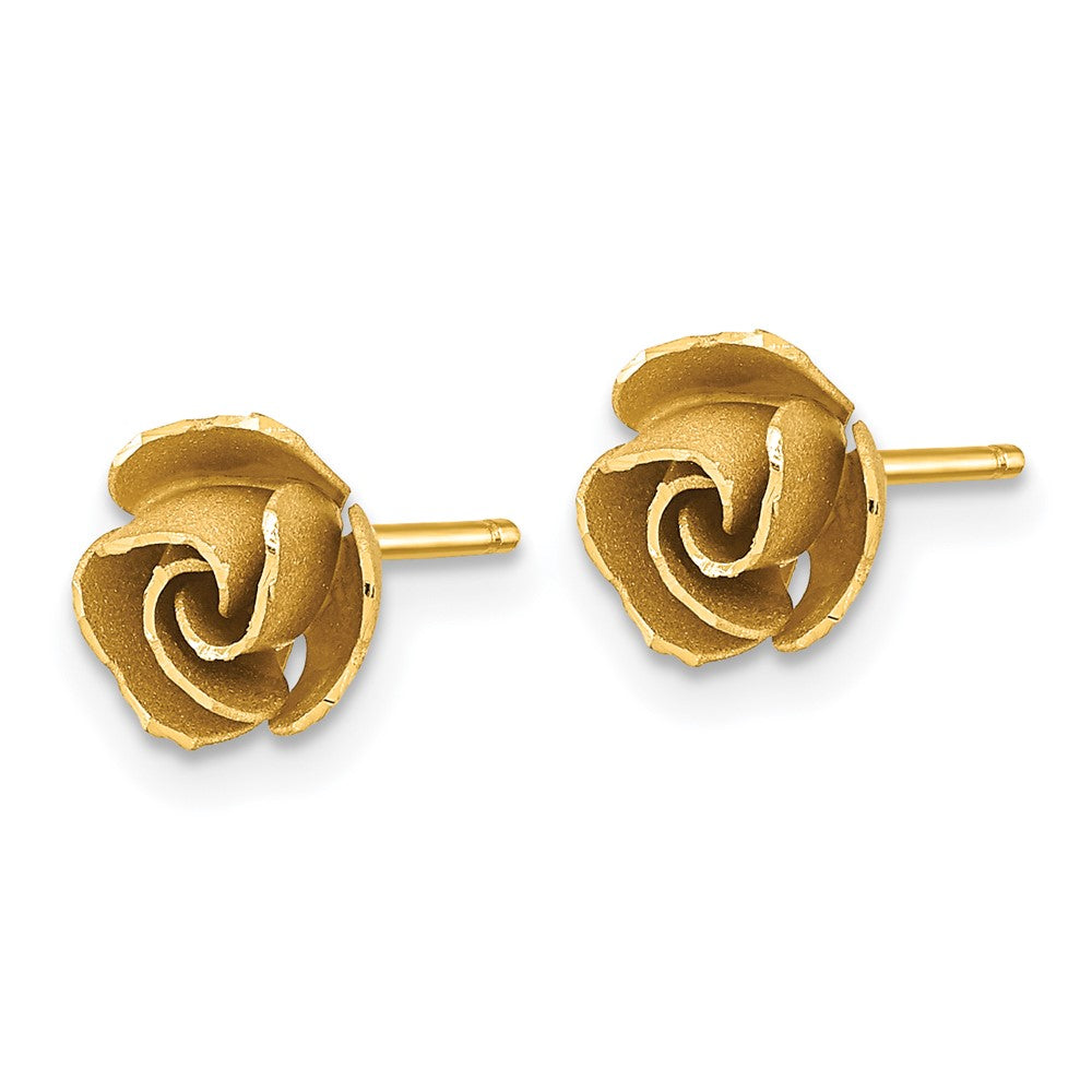 Gold Satin Finish D/C Rose Post Earrings - Model TL1108 - Charlie & Co. Jewelry