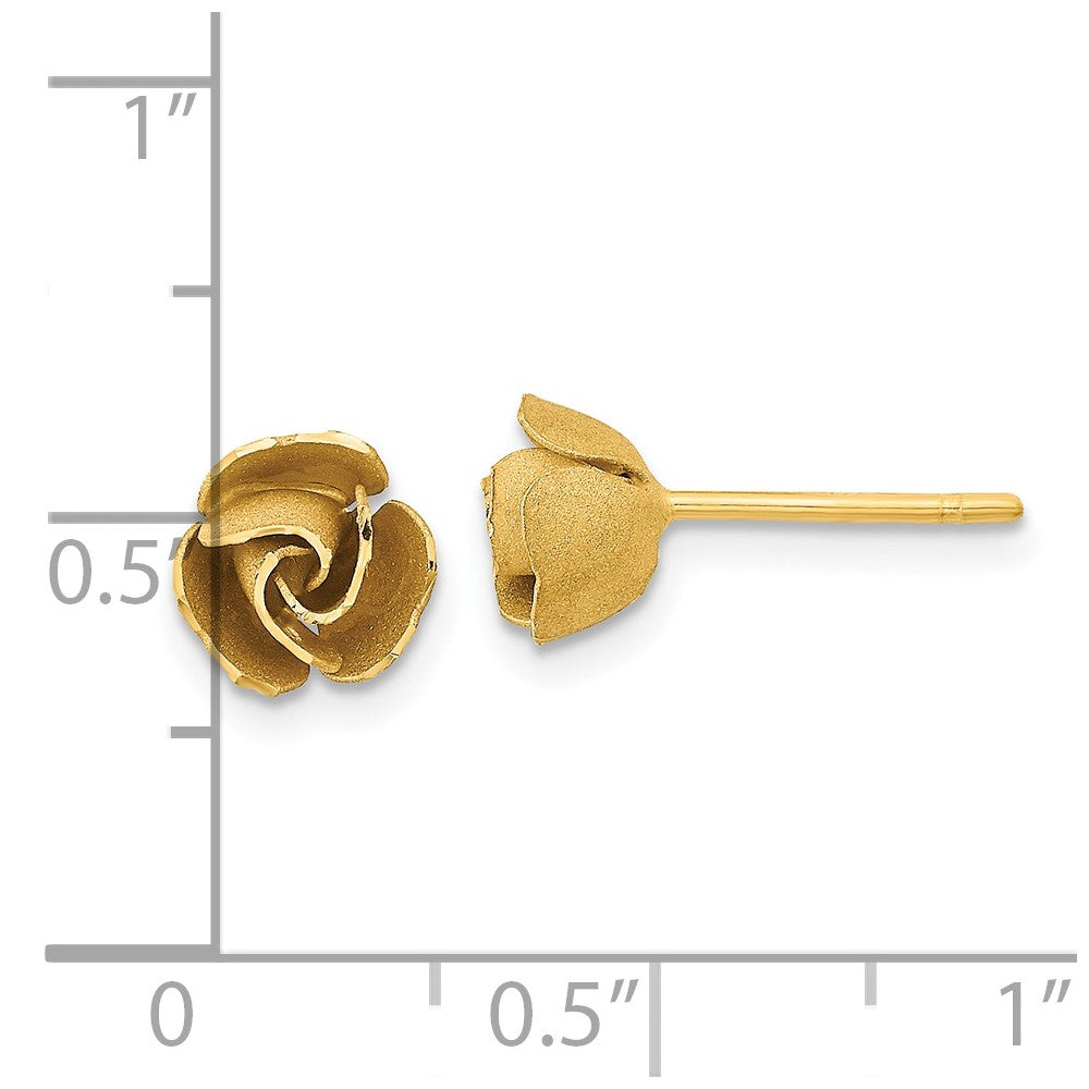 Gold Satin Finish D/C Rose Post Earrings - Model TL1108 - Charlie & Co. Jewelry
