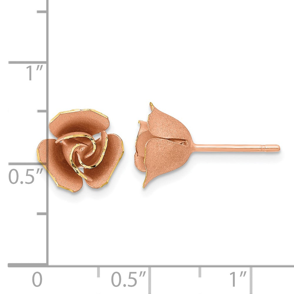 Rose Gold Satin Finish D/C Rose Post Earrings - Model TL1109 - Charlie & Co. Jewelry