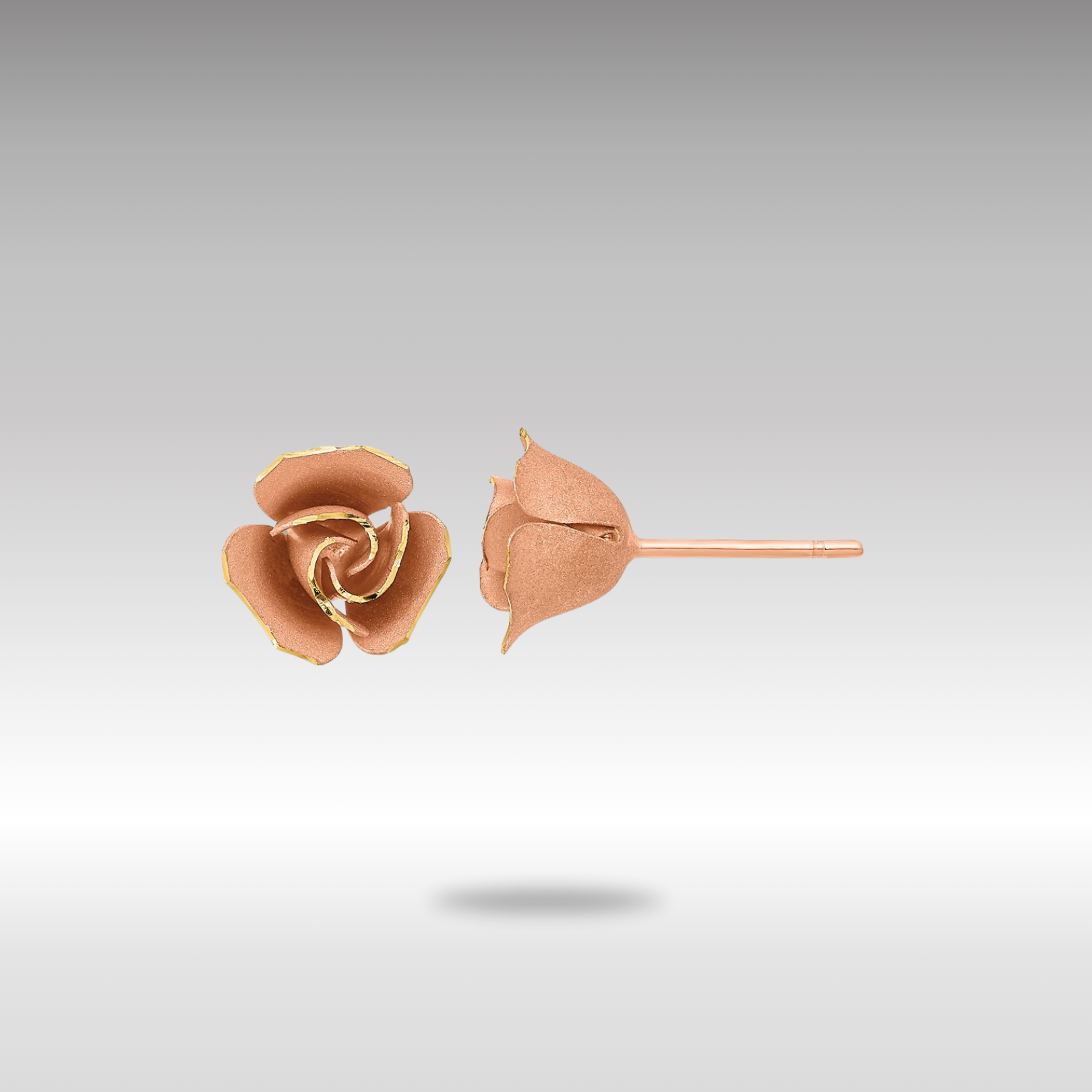 Rose Gold Satin Finish D/C Rose Post Earrings - Model TL1109 - Charlie & Co. Jewelry
