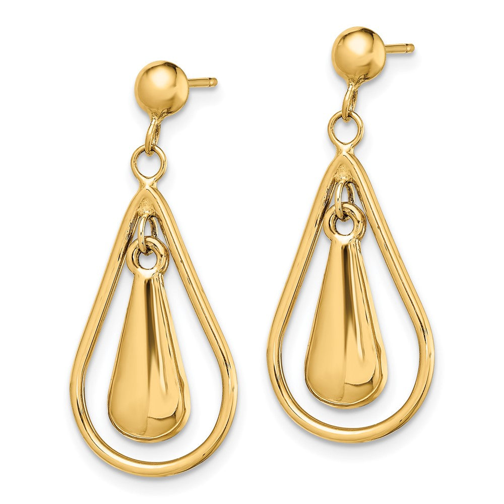 Gold Polished Dangle Post Earrings - Model TL1164 - Charlie & Co. Jewelry