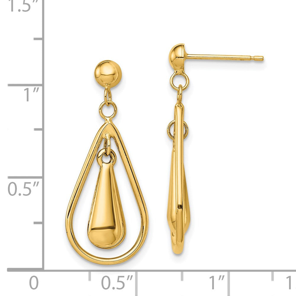 Gold Polished Dangle Post Earrings - Model TL1164 - Charlie & Co. Jewelry