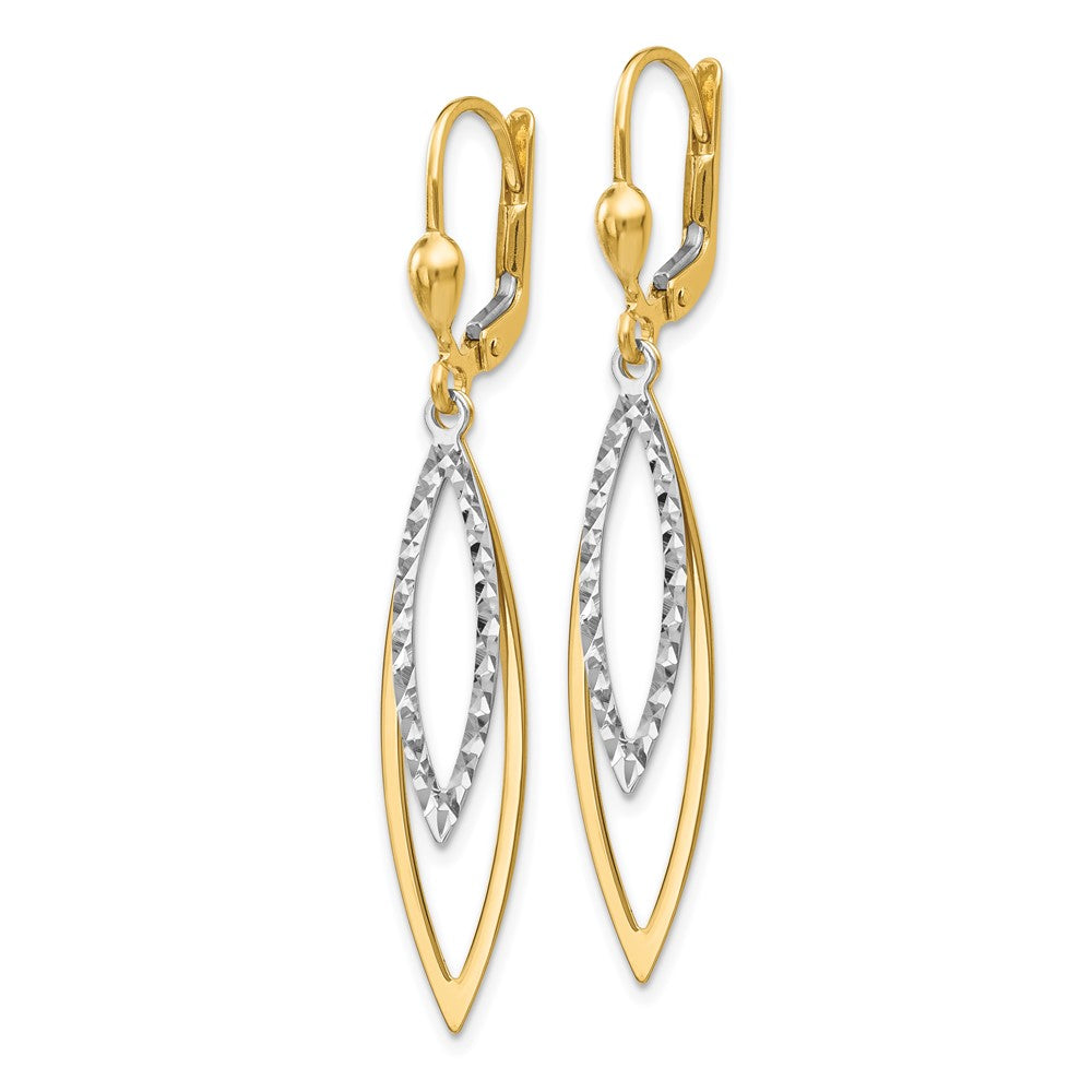 Gold Two-tone Diamond-cut Leverback Earrings Model-TL305 - Charlie & Co. Jewelry