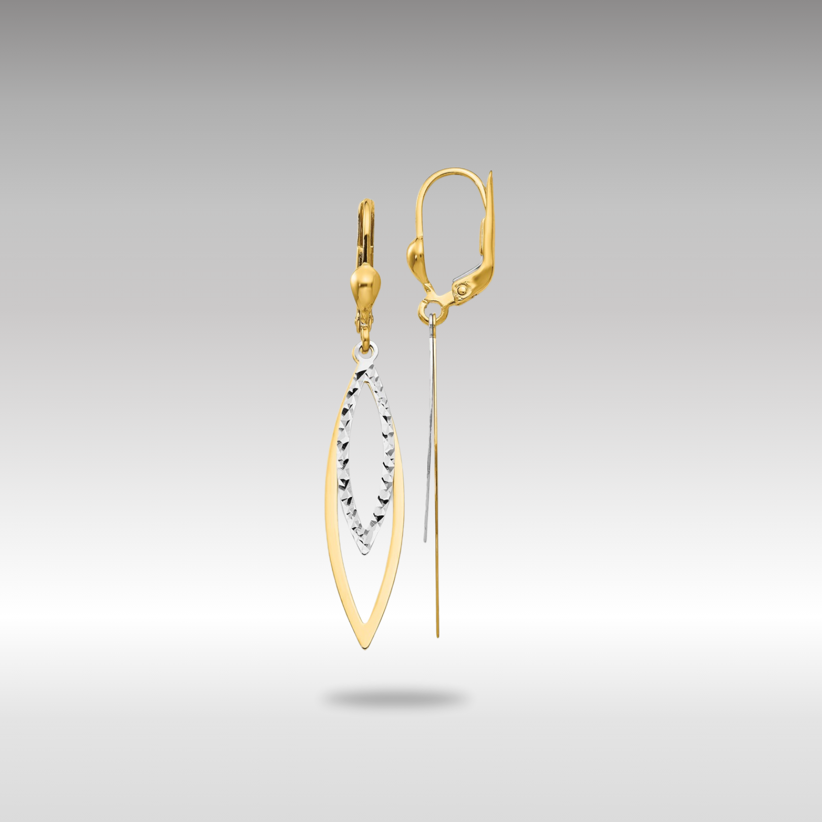 Gold Two-tone Diamond-cut Leverback Earrings Model-TL305 - Charlie & Co. Jewelry