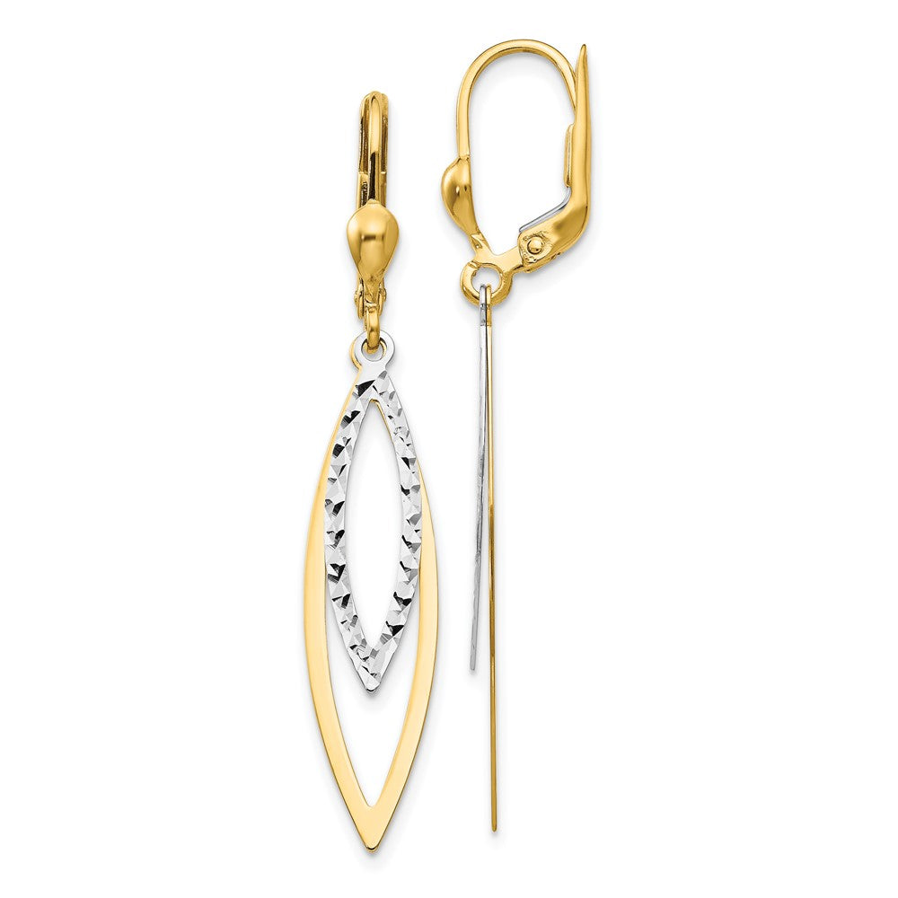 Gold Two-tone Diamond-cut Leverback Earrings Model-TL305 - Charlie & Co. Jewelry