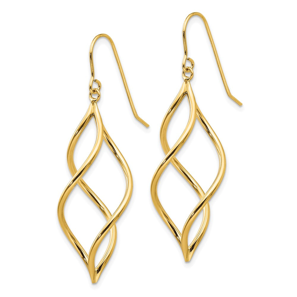 Gold Twisted Dangle Earrings Model-TL431 - Charlie & Co. Jewelry