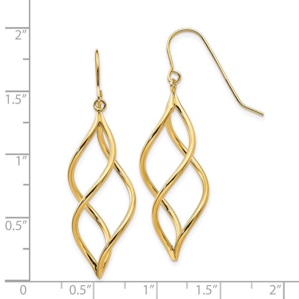 Gold Twisted Dangle Earrings Model-TL431 - Charlie & Co. Jewelry