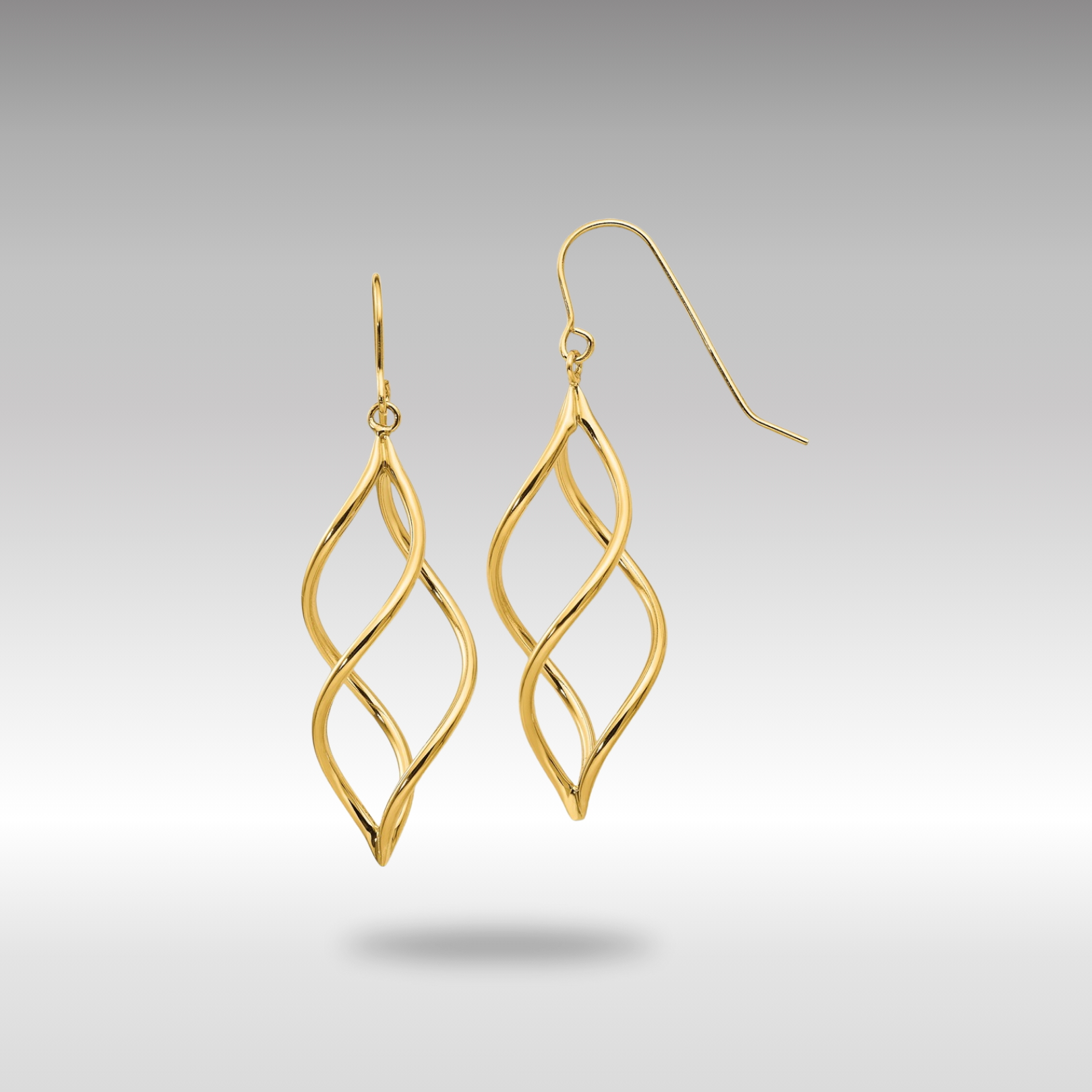 Gold Twisted Dangle Earrings Model-TL431 - Charlie & Co. Jewelry
