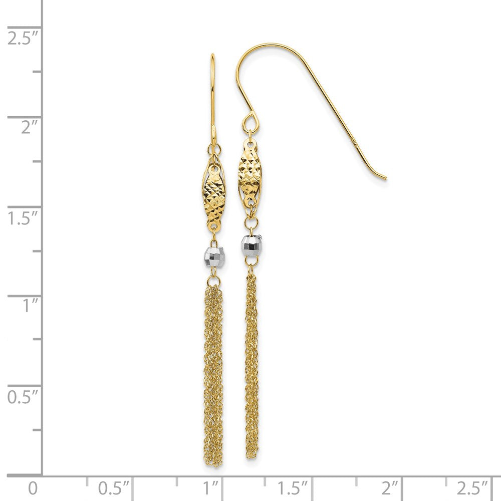 Gold Two-tone Bead and Chain Dangle Earrings Model-TL538 - Charlie & Co. Jewelry